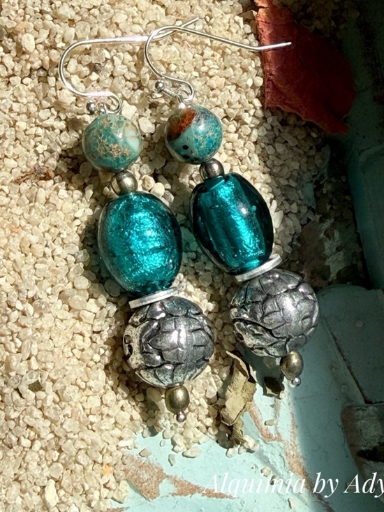 Alquimia Jewelry - Turquoise vintage bohemian silver earrings.